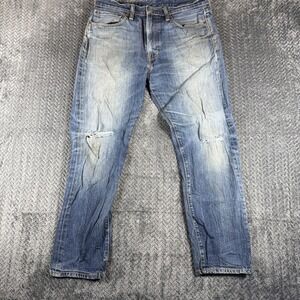 Levis 522 Jeans Mens 34x30 Blue Slim Straight Stretch Medium Wash Distressed
